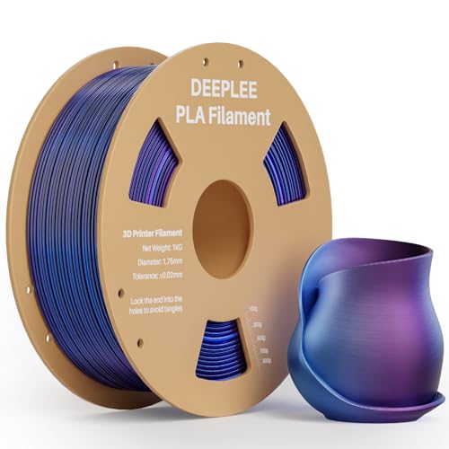 DEEPLEE Silk PLA Filament, Shiny Silk 3D Drucker Filament 1.75mm, Multicolor Filament PLA, Maßgenauigkeit +/- 0.02mm, 1kg(2.2lb) Spule, Tri-color, Blau Violett Schwarz 1KG von Deeplee