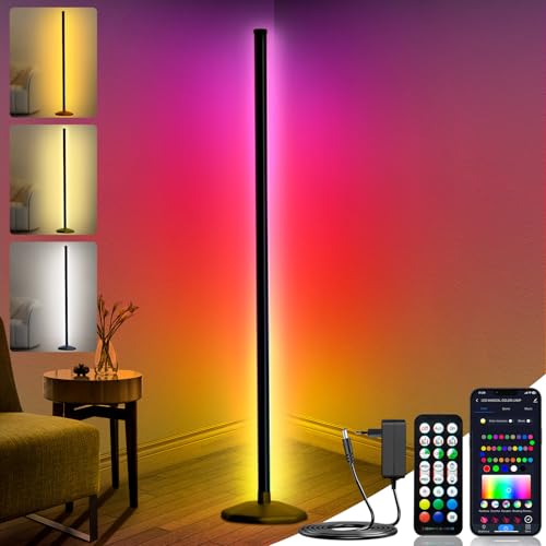 DeeprBling LED Stehlampe Wohnzimmer, Warmweiß RGB Stehleuchte, LED Ecklampe Stehlampe Dimmbar mit Fernbedienung und APP, 16 Millionen Farben, Musikmodi, DIY-Modus&Timing-Funktion, Smart LED Stehlampe von DeeprBling