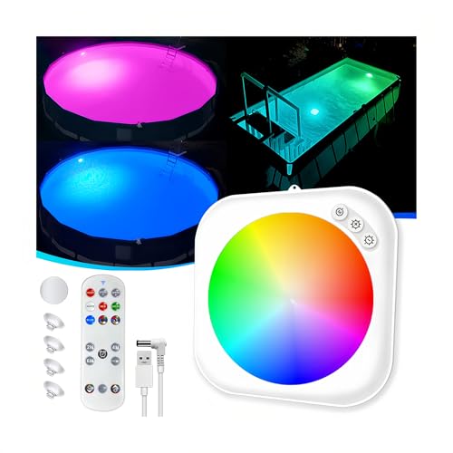 DeeprBlu 2025 Verbesserte LED Poolbeleuchtung Unterwasser mit Fernbedienung, Magnetische Poolbeleuchtung Akku für Aufstellpool, Whirlpool Lichter Unterwasser mit Saugnapf, Badewannenlicht & Spa Licht von DeeprBlu