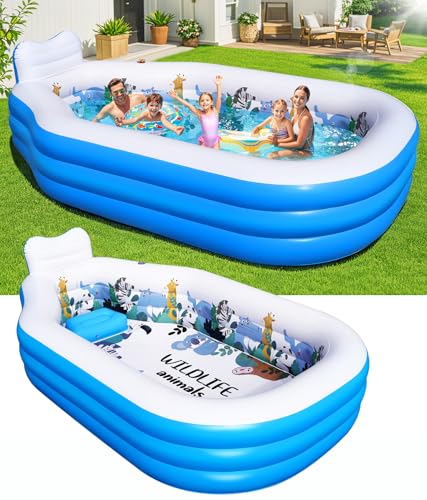 DeeprBlu Aufblasbarer Pool für Kinder und Erwachsene, Stabiles Planschbecken Rechteckig Groß mit Sitzbank und Rückenlehne, Draußen Familienpool für Kinder, 320x190x64cm Schwimmbecken Garten für Sommer DeeprBlu Aufblasbarer Pool für Kinder und Erwachsene, Stabiles Planschbecken Rechteckig Groß mit Sitzbank und Rückenlehne, Draußen Familienpool für Kinder, 320x190x64cm Schwimmbecken Garten für Sommer von DeeprBlu