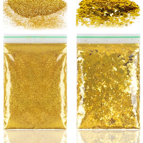 100g Glitzer Basteln Gold, Pulver zum Basteln, Glitzerpulver für Makeup, Nägel, Gesicht, Handwerk, Nagelkunst, Kartenbasteln von Deepton