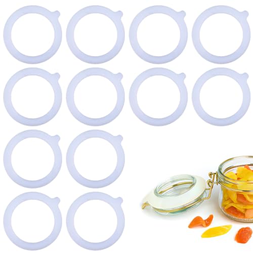 12 Stück Silikon Gummiringe für Weckgläser, 70 * 95mm Einmachgummiringe, Gläser Gummiringe Weiß Weich Ersatz, Luftdichte Einmachgummis für Weithalsgläser Klammer Deckel Einmachglasdeckel von Deepton