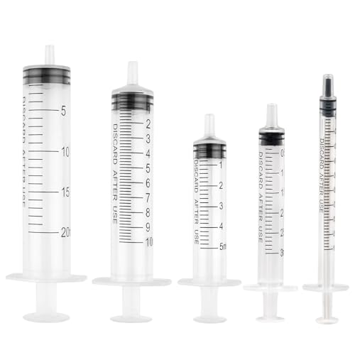 5 Stück Spritze, 1ML 3ML 5ML 10ML 20ML Wiederverwendbare Spritze, Dosierspritze Ohne Nadel, Werkzeuge für Flüssigkeitsmaß Spritzen, Futterspritze, für Labor,Tierfütterung, Pflanzenbewässerung von Deepton