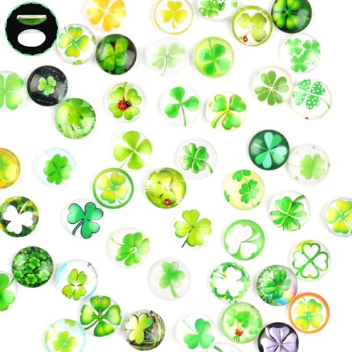 Glücksbringer, 50 Stück 12 mm Glückssteine für Kinder, Kleeblatt Flatback Glascabochons, Glücksbringer Kinder, Vierblättriges Kleeblatt Glücksbringer Glassteine für DIY Handwerkliche Glücksbringer, 50 Stück 12 mm Glückssteine für Kinder, Kleeblatt Flatback Glascabochons, Glücksbringer Kinder, Vierblättriges Kleeblatt Glücksbringer Glassteine für DIY Handwerkliche von Deepton