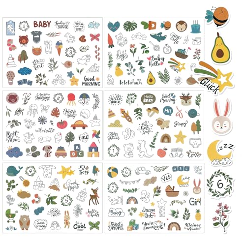 Deepton 196 Stück Sticker Babyalbum, 6 Blatt Aufkleber Babyalbum für Kinder und Baby, DIY Sticker für Fotoalbum Kalender Scrapbook & Geschenke Party Deko Deepton 196 Stück Sticker Babyalbum, 6 Blatt Aufkleber Babyalbum für Kinder und Baby, DIY Sticker für Fotoalbum Kalender Scrapbook & Geschenke Party Deko von Deepton