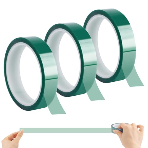 3 Rollen Hitzebeständiges Klebeband, Sublimation Polyimid Nickelband, Hohen Temperaturen Hitzeschutzband für Elektronische Leiterplatten (Grün 20mm × 33m) von Deepton