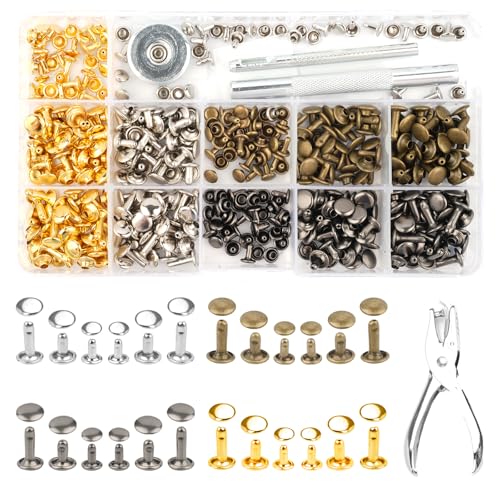 Deepton Ledernieten Set, 180 Sätze Leder Nieten mit Nietenzange und Lochzange, 12mm 8mm 6mm Hohlnieten, Nieten Set mit Werkzeug, Nietenzange für DIY-Leder, Kleidung und Kunsthandwerk Deepton Ledernieten Set, 180 Sätze Leder Nieten mit Nietenzange und Lochzange, 12mm 8mm 6mm Hohlnieten, Nieten Set mit Werkzeug, Nietenzange für DIY-Leder, Kleidung und Kunsthandwerk von Deepton