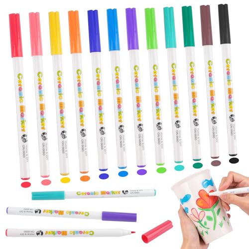 Porzellanstifte Spülmaschinenfest, 12 Farben Acrylstifte für Steine, Acrylmarker, Porzellanstifte, Acrylstifte Wasserfest, 0.7mm Stifte Steine Bemalen, Glasmalstifte für Keramik Holz Basteln DIY Porzellanstifte Spülmaschinenfest, 12 Farben Acrylstifte für Steine, Acrylmarker, Porzellanstifte, Acrylstifte Wasserfest, 0.7mm Stifte Steine Bemalen, Glasmalstifte für Keramik Holz Basteln DIY von Deepton