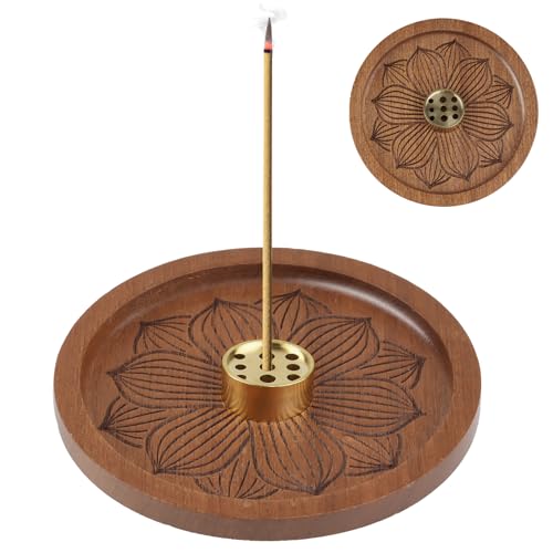 Räucherstäbchen Halter, Holzlotus Räucherstäbchenhalter, Incense Holder, Räucherstäbchen Halterung, 9 Loch Halter Räucherstäbchen, Incense Burner, Halter Lotus Räuchergefäß für Meditation Yoga von Deepton