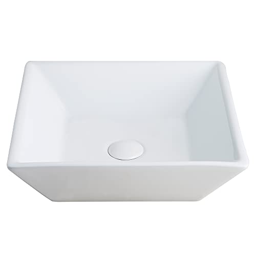 DeerValley DV-1V022 Badezimmer-Waschbecken, weißes Keramik-Quadratgefäß, Badezimmer-Aufsatzwaschbecken von Deer Valley