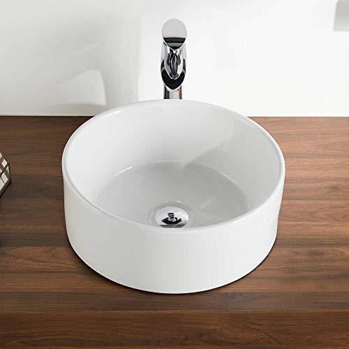 DeerValley DV-1V063 Symmetry White Round Bowl Badezimmer-Waschbecken und modernes Kunstwaschbecken aus Porzellan-Keramik über der Theke von Deer Valley