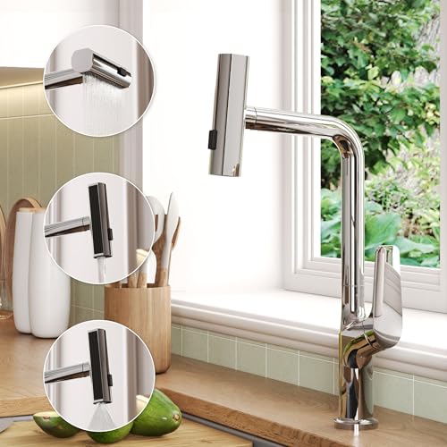 DeerValley Wasserhahn Küche Ausziehbar, 360° Drehbar Küchenarmatur mit 3 Strahlarten, Hochdruck Armatur Küche aus Edelstahl, Spültischarmatur mit Brause, Modernes Design für die Küche DeerValley Wasserhahn Küche Ausziehbar, 360° Drehbar Küchenarmatur mit 3 Strahlarten, Hochdruck Armatur Küche aus Edelstahl, Spültischarmatur mit Brause, Modernes Design für die Küche von Deer Valley