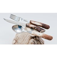 Küchenbesteck, Besteck-Set, Besteck Mit Hirschhorngriffen, Küchengeschenke Für Männer, Einzigartiges Muttergeschenk, Hirschgeschenk von DeerAntlerCraftsLT