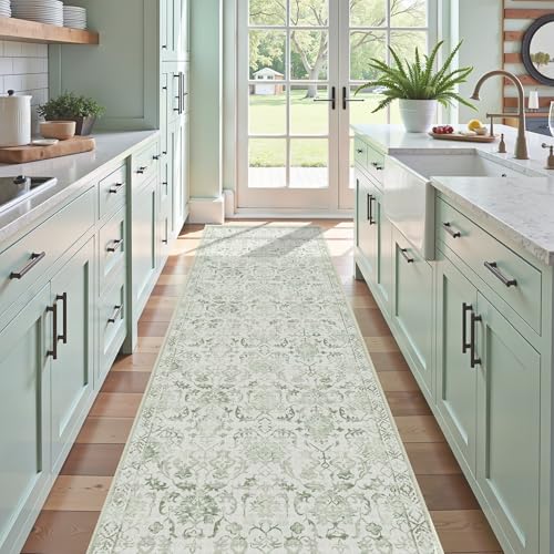 Sage Läufer für Flur, Bett, Küche, Boho, waschbar, abgenutzt, niedriger Flor, Eingang, lang, Badezimmermatte, rutschfest, Waschtisch, 91,4 x 36,7 cm Sage Läufer für Flur, Bett, Küche, Boho, waschbar, abgenutzt, niedriger Flor, Eingang, lang, Badezimmermatte, rutschfest, Waschtisch, 91,4 x 36,7 cm von Deerly