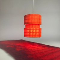 Boho Orange Stoff Deckenlampe Aus Den 70Er Jahren - Retro Midcentury Beleuchtung von Deerstedt
