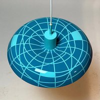 Türkis-Blaue Space Age Deckenlampe - Piet Hein Für Lyfa, Dänemark, 70Er Jahre Midcentury Modern Pendant Türkis-Blaue Space Age Deckenlampe - Piet Hein Für Lyfa, Dänemark, 70Er Jahre Midcentury Modern Pendant von Deerstedt