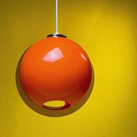 Space Age Midcentury Modern Orange Kunststoff Kugel Deckenlampe Von Meblo Für Guzzini von Deerstedt