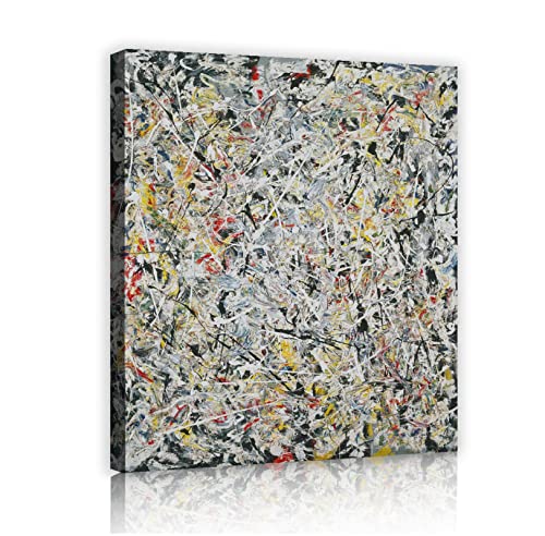 Deertweet Home One Panle Leinwand Wandkunst Jackson Pollock Fine Art Prints Gemälde Weißes Licht Giclee Kunstwerke Poster für Badezimmer Dekoration 80x60cm Innenrahmen von Deertweet Home