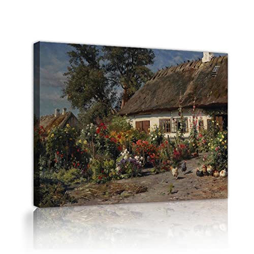 Deertweet Home One Panle Leinwand Wandkunst Peder Mork Monsted Fine Art Prints Gemälde Ein Bauernhaus Garten Giclee Kunstwerke Poster für Badezimmer Dekor 70x90cm Innenrahmen von Deertweet Home