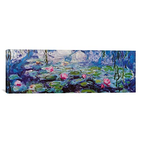 Große Größe Nympheas Claude Monet Leinwand Wandkunst Panorama Gemälde Pflanze Blumen Leinwanddrucke Bürodekor Wohnzimmerdekor 50 x 140 cm (19,6 "x 55,1") Innenrahmen von Deertweet Home