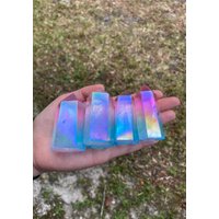 Regenbogen Engel Aura Quarz Kristall Poliert Obelisk Punkt Echt von DeesCrystalCreations