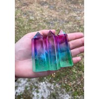 Regenbogen Engel Aura Quarz Kristall Poliert Obelisk Punkt Echt von DeesCrystalCreations