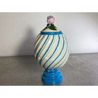 Apothekerglas, Vase, Ingwerglas Mit Deckel, Rosendeckel, Handbemalt, Vintage-Keramik, Eiform Apothekerglas, Vase, Ingwerglas Mit Deckel, Rosendeckel, Handbemalt, Vintage-Keramik, Eiform von DeesNewOldGems
