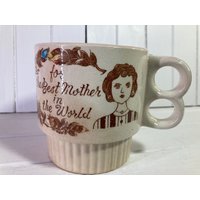 Beste Mutter in Der Welt Kaffeetasse Extra Große Keramik Zwei Finger Griff Antik Vintage Muttertag Geschenk Pflanzer von DeesNewOldGems