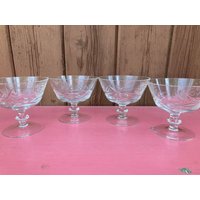 Dessertgläser Kristall Geätzt Gläser - Gravierte Zarte Set 4 Sherbert Star Pinwheel Yogurt von DeesNewOldGems