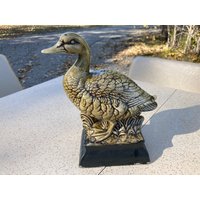 Ente, Vogel, Keramik Glasur Figur Vintage Handbemalt, Knick Knack, Cottage Cabin Lodge Decor von DeesNewOldGems