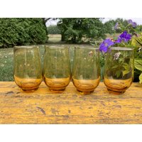 Getränkegläser Bernstein Vintage Wasser Retro Mcm Barware Fat Bottom Weinglas Dominion Glass Canada Tempo von DeesNewOldGems