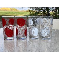 Gläser Atomic Dots Mid Century Bund Glas 4Er Set Vintage Retro Mcm Glaswaren Wasserglas Barware Mira von DeesNewOldGems