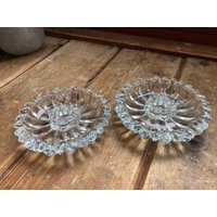 Kerzenhalter Gänseblümchen Hasel Aus Atlas Glas Blümchen 2Er Set Vintage von DeesNewOldGems