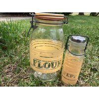 Mehl Pfeffer Weaton Glas Einmachglas Vintage Retro Country Küche Lagerung Shaker Theken Dekor Picknick von DeesNewOldGems