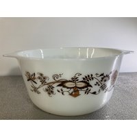 Pyrex England Extra Große Auflaufform Vintage Country Kitchen Cottage Jaj Brown Floral Vine von DeesNewOldGems