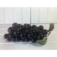 Schwarze Johannisbeere, Trauben, Cluster, Glas, Künstlich, Lila, Glasblätter, Holzstamm, Vintage von DeesNewOldGems