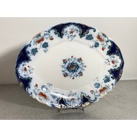 Sevres Servierplatte, Tablett, Platte, Flow Blau, J & G Meakin, Hanley, England Florales Design, Luster Embossed Rim Antique von DeesNewOldGems