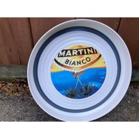 Tablett Servierplatte Bar Martini Bianco Rund Kunststoff Werbung Vintage von DeesNewOldGems