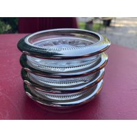 Untersetzer Sterling Silber Primrose Platte Ep Messing Italien Set Von 4 Coaster Crystal Antique Vintage von DeesNewOldGems