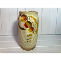 Vase Keramik England Ring Ware Vintage Antik Abstrakt Kreise Art Deco Handbemalt von DeesNewOldGems