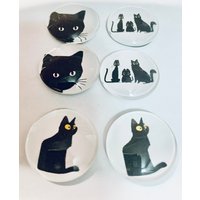 Katzen Magnete Einzigartige Kunst, 6Er Set | 25 Mm von Deeswishesandwhimsy