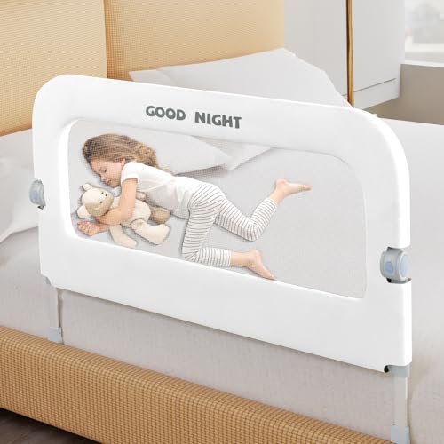 Deeteck Bettschutzgitter für Kleinkinder, 81,3 cm, höhenverstellbar, zusammenklappbar, tragbares Bettgeländer für Babys, Bettgitter für Kinderbett, Doppelbett, Etagenbett, volle Größe, Queen-Size- und von Deeteck