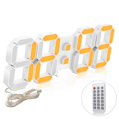 Deeyaple LED Wanduhr Digital Wecker 3D Uhr Dimmbar Snooze USB 12/24Stunden Datum Temperaturanzeige Fernbedienung Nachtlicht Wohnzimmer Küche Schlafzimmer Büro 38cm (Bunt) von Deeyaple