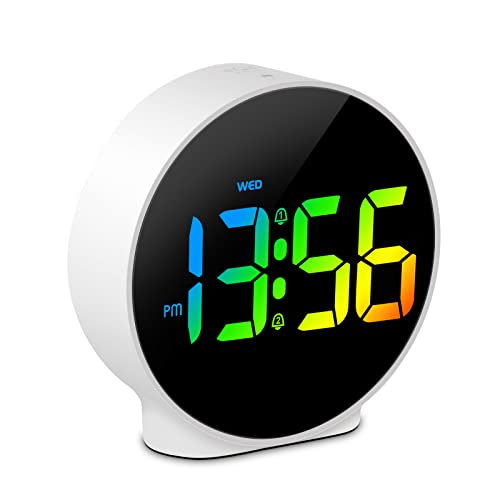 Deeyaple LED Digital Wecker Tischuhr Snooze 12/24H Dual Alarm Wochenanzeige Elektrisch 10CM Tragbar Weiß Farbe(Ohne Akku,Adapter) von Deeyaple