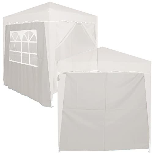 Defacto 2X Seitenteile 2m mit Seitenwand/Seitenteil und Fenster 200x186cm für Pavillon, Partyzelt, Faltpavillon Seitenwände Seitenwänden BEIGE von DEFACTO