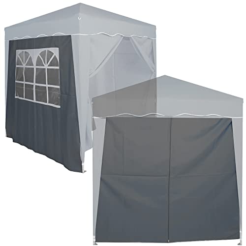 Defacto 2X Seitenteile 2m mit Seitenwand/Seitenteil und Fenster 200x186cm für Pavillon, Partyzelt, Faltpavillon Seitenwände Seitenwänden GRAU von DEFACTO