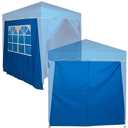 Defacto 2X Seitenteile 2m mit Seitenwand/Seitenteil und Fenster 200x186cm für Pavillon, Partyzelt, Faltpavillon Seitenwände Seitenwänden BLAU von DEFACTO