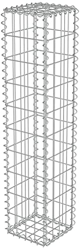 Defacto Gabionen-Steinsäule Eckig Dekorative Gabionensäule für den Außenbereich, 25x25x120cm von DEFACTO