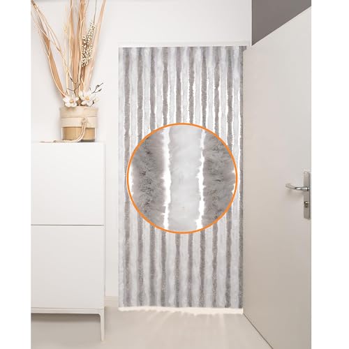 DEFACTO Flauschvorhang Türvorhang (90x200 cm) Chenille Fliegenschutz Insektenschutz Camping 100% Made In Italy - Vielseitig, Leicht Zu Reinigen, Effektiver Sicht- Und Hitzeblocker - (Grau-Weiß) DEFACTO Flauschvorhang Türvorhang (90x200 cm) Chenille Fliegenschutz Insektenschutz Camping 100% Made In Italy - Vielseitig, Leicht Zu Reinigen, Effektiver Sicht- Und Hitzeblocker - (Grau-Weiß) von DEFACTO