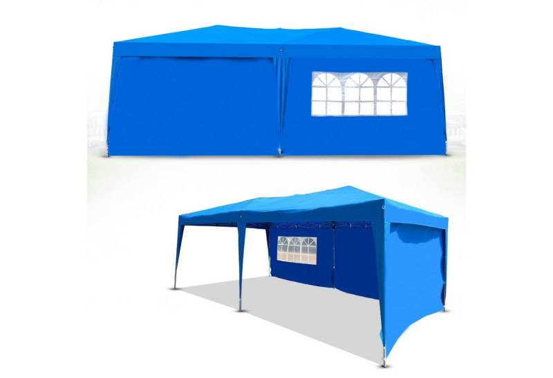 Defactoshop Faltpavillon Pavillon Faltpavillon 3x6m Partyzelt Gartenzelt Klappzelt, mit 3 Seitenteilen, 300x600 cm von Defactoshop